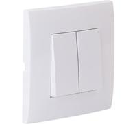 Va et vient double encastré + plaque de finition Kalya - Blanc - Zenitech