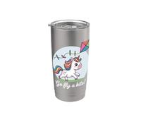 Va faire voler un cerf-volant ! Cerf-volant mignon et joyeux en forme de licorne Gobelet isotherme en acier inoxydable double paroi