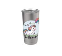 Va faire voler un cerf-volant ! Cerf-volant mignon et joyeux en forme de licorne Gobelet isotherme en acier inoxydable double paroi