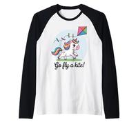 Va faire voler un cerf-volant ! Cerf-volant mignon et joyeux en forme de licorne Manche Raglan