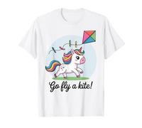 Va faire voler un cerf-volant ! Cerf-volant mignon et joyeux en forme de licorne T-Shirt