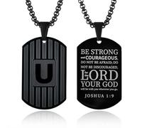 VA JENT Collier avec pendentif en forme de lettre de A à Z en acier titane noir pour homme - Cadeau religieux pour lui, Acier inoxydable, Pas de pierre précieuse