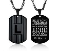 VA JENT Collier avec pendentif en forme de lettre de A à Z en acier titane noir pour homme - Cadeau religieux pour lui, Acier inoxydable, Pas de pierre précieuse