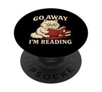 Va-t'en, Je lis Un Mignon Chat Ringard, Amateur de Livres PopSockets PopGrip Adhésif