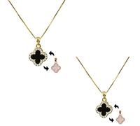 VAAC Collier trèfle à quatre feuilles double face, collier trèfle porte-bonheur pour femme (2 pièces)