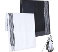 Vabean Lot de 2 grands porte-serviettes de golf à séchage rapide en coton et polyester mélangé (55,9 x 111,8 cm, noir/blanc, gris foncé/blanc)