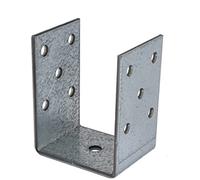 Vabenco Languette de poteau en forme de U, 70 x 90 x 55 mm, argent, acier galvanisé de 2 mm ou acier inoxydable