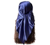 Vabovin Foulard carré en satin de soie pour femme - 89 x 89 cm - Couleur unie, Bleu nuit 99-218,