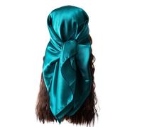 Vabovin Foulard carré en satin de soie pour femme - 89 x 89 cm - Couleur unie, Bleu sarcelle 99-209,