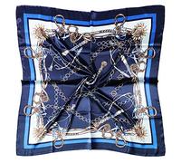vabovin Foulard carré en satin imitation soie pour femme 88,9 cm, 11- Chaîne bleu marine, 35''x35''