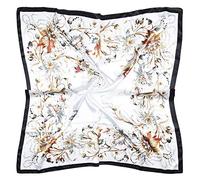 vabovin Foulard carré en satin imitation soie pour femme 88,9 cm, 26- Motif floral blanc