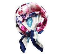 vabovin Foulard carré en satin imitation soie pour femme 88,9 cm, 99-132 Fleurs Violet Fond Blanc