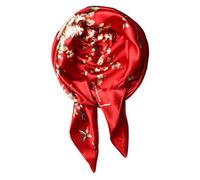 vabovin Foulard de tête en satin imprimé pour femme - Accessoire de mode - 89 cm - Carré, 039 Fleurs de Pivoine Rouge, 35'' x 35''