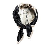 vabovin Foulard de tête en satin imprimé pour femme - Accessoire de mode - 89 cm - Carré, 136 Fleurs Blanc Noir, 35'' x 35''