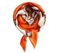 vabovin Foulard de tête en satin imprimé pour femme - Accessoire de mode - 89 cm - Carré, 149 Ceinture Orange, 35'' x 35''