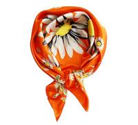 vabovin Foulard de tête en satin imprimé pour femme - Accessoire de mode - 89 cm - Carré, 156 marguerites orange, 35'' x 35''