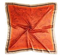 vabovin Foulard de tête en satin imprimé pour femme - Accessoire de mode - 89 cm - Carré, 158 Paisley Orange brûlé, 35'' x 35''