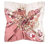 vabovin Foulard de tête en satin imprimé pour femme - Accessoire de mode - 89 cm - Carré, 24 fleurs roses, 35''x35''