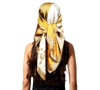 vabovin Grand bandana carré en satin au toucher soyeux pour femme - 88,9 cm, 178 - Floral Orange, 35''x35''