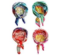 vabovin Lot de 4 foulards carrés en satin de 89,9 cm pour femme - Grand bandana pour dormir, B08 - 4 pièces (bleu/rose/rouge/vert), 35''x35''