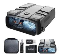 VABSCE Jumelles numériques à vision nocturne, 4K puissantes lunettes de vision nocturne infrarouge, portée de 500 m, infrarouge 5 W, pour chasse, camping et surveillance avec carte de 64 Go (gris