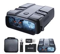 VABSCE Lunettes de vision nocturne, jumelles de vision nocturne 4K, infrarouge focalisable puissant, batterie rechargeable 6000 mAh, très grand écran, longue portée de vision, carte 64 Go gratuite