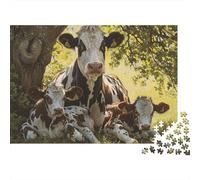 Vaca Famille Repos Puzzle 1000 Pièces Carton Robuste pour Collectionneurs, Puzzle De Logique, Activité De Fête, Meilleur Cadeau pour Hobbyistes De Puzzles 38x26cm/1000pcs