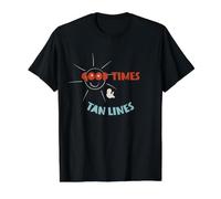 Vacances à la Plage avec des Amis, Bons Moments et Lignes de Bronzage T-Shirt Graphique avec Valeur, Homme, Noir, XL