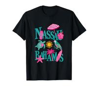 Vacances à la Plage Tropicale à Nassau, aux Bahamas, Design insulaire rétro T-Shirt