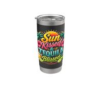 Vacances amusantes à la plage avec un baiser au soleil et une tasse de tequila Gobelet isotherme en acier inoxydable double paroi