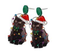 Vacances Boucles d'oreilles en acrylique avec pompons Motif Thème de Noël Boucles d'oreilles élégantes Unique Noël Pour fête Déclaration Boucles d'oreilles, taille unique, comme décrit