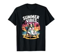 Vacances D'été Amusantes Avec Un Bouledogue Français Sur La T-Shirt