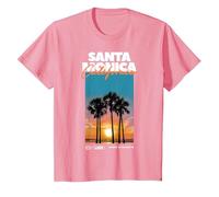 Vacances d'été avec Les Palmiers à Santa Monica, en Californie, États-Unis T-Shirt, Enfant, Rose, 6 Ans