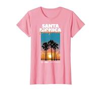 Vacances d'été avec Les Palmiers à Santa Monica, en Californie, États-Unis T-Shirt, Femme, Rose, M