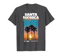 Vacances d'été avec Les Palmiers à Santa Monica, en Californie, États-Unis T-Shirt, Homme, Chiné Foncé, 4XL