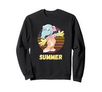 Vacances d'été pour Enfants, éléphant en Pyjama, Coucher de Soleil rétro Sweatshirt