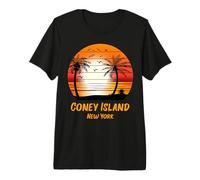 Vacances d'été rétro au Coucher du Soleil Vintage à Coney Island, New York T-Shirt Haut de Gamme