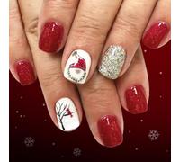 Vacances rapides, sabots trompeurs avec flocon de neige, bonnet de Noël, création d'arbre de Noël scintillante, kit de manucure en polystyrène fin, sabots frauduleux permanents en polystyrène