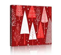 vacances rouge et blanc sur toile photos impressions d’œuvres d’art Décor d’hiver Noël festif arbres de Noël art mural sur toile pour la maison salle à manger chambre 65x65cm Cadre intérieur