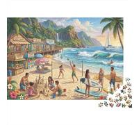 Vacances sur la côte ensoleillée Puzzle 1000 Pièces Adultes Et Enfants,Défi,Dès 14 Ans,Déco Murale,Jeu Éducatif,Premium,Carton, Anti-Stress,Détente,Casse-tête 52x38cm