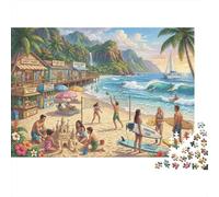 Vacances sur la côte ensoleillée Puzzle en Bois 500 Pièces Adultes Et Enfants,Premium,Bois, Anti-Stress,Casse-tête,Jeu Éducatif,Déco Murale,Dès 14 Ans,Défi,Détente (52x38cm)