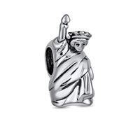 Vacances Tourisme Statue De La Liberté De New York Perle De Charme Pour Femmes Pour Ados Oxydée .925 Argent Sterling Pour Bracelet Européen