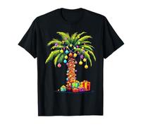 Vacances Tropicales de Noël hawaïen Père Noël Palmier T-Shirt