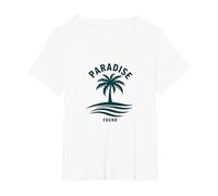 Vacances Tropicales paradisiaques à Palm Beach T-Shirt, Femme Grandes Tailles, Blanc, 3X