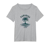 Vacances Tropicales paradisiaques à Palm Beach T-Shirt, Femme Grandes Tailles, Gris Chiné, 3X