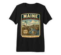 Vacances Vintage dans l'État du Maine en Nouvelle-Angleterre dans Le Maine T-Shirt Haut de Gamme