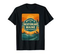 Vacationland Maine Chemise Sunset Kayak Moose Lighthouse T-Shirt