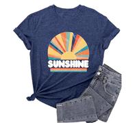 Vacay Mode T-shirts pour femmes d'été plage hawaïenne vacances vacances vacances croisières escapades t-shirts, Shirt-h Bleu marine, Taille L
