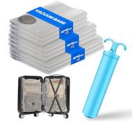 Vacbird Sac Sous Vide Vetement Aspirateur avec Pompe à Main, Lot de 9 Sacs Sous Vide Voyage Réutilisables, Sac de Rangement Sous Vide Durables - Essentiels de Voyage peu Encombrants