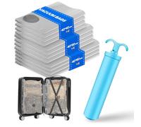 Vacbird Sac Sous Vide Vetement Aspirateur avec Pompe Manuelle, Lot de 12 (4 * 40x40cm, 4 * 40x50cm, 4 * 40x60cm), Sac de Rangement Sous Vide Réutilisables pour Pulls, Chemises, Serviettes, Voyages